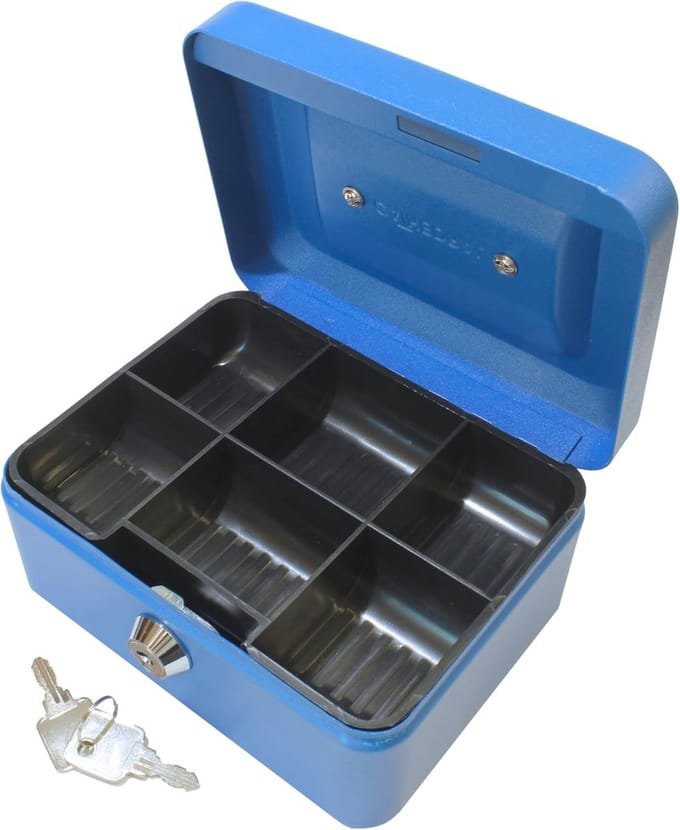 Geldcassette Blauw 15,3 cm Met Cilinderslot en Muntsleuf