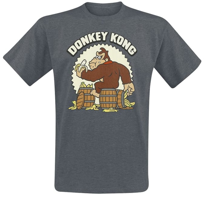 Super Mario - Gaming T-shirt - Donkey Kong - S tot XXL - voor Mannen - donkergrijs gemêleerd