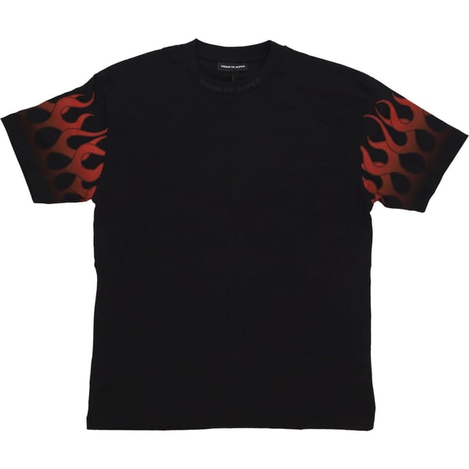 Flames Tee Heren T-shirt Zwart/rood