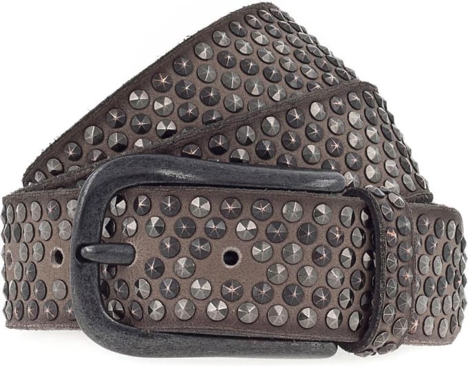 b.belt Leren Riem Zoe Black Leather Belt W105 Taupe Grijs