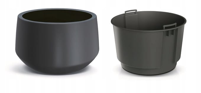 Prosperplast Heos Bloempot met Inzet - Antraciet - 39cm