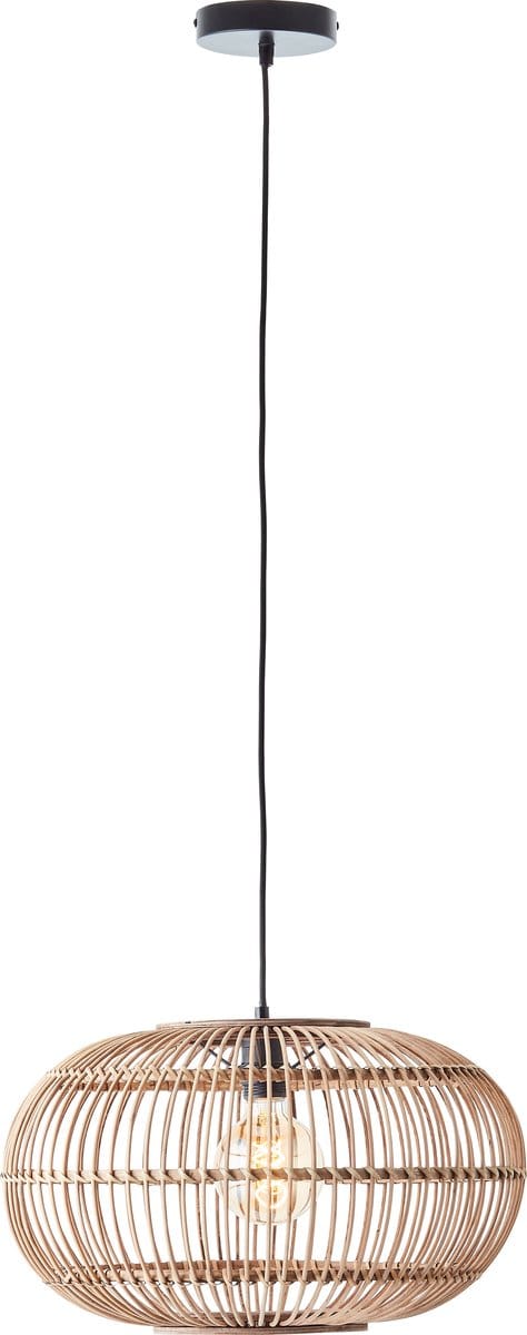 Brilliant Woodball - Hanglamp - E27 - max 1x60W - Zwart/Rotan