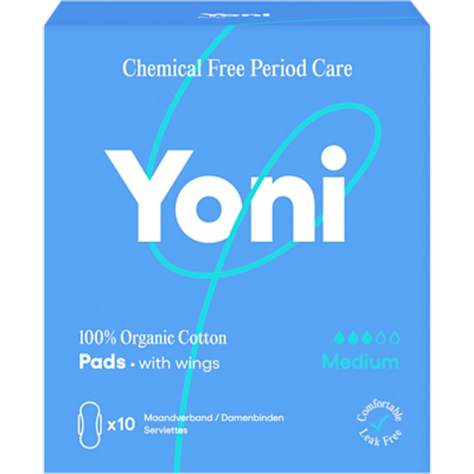 Yoni Maandverband - Medium - met vleugels - Biologisch Katoen - 10 stuks