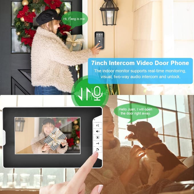 7-inch Nachtzicht Deurbel ID-kaart Veiligheid Intercom Camera Video Deurtelefoon 2 Eenheden