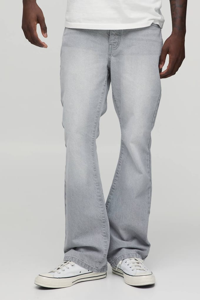 Essential Slim Flare Rigid Washed Jeans | Grey | Size 44R