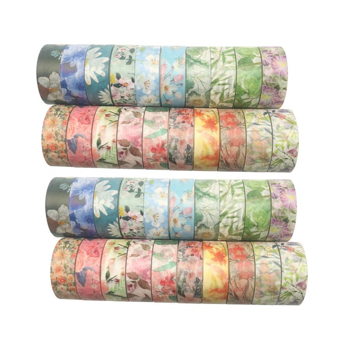 40 rollen washi tape set bloemen bloem bladeren plant decoratieve washi masking tapes 15 mm breed 40 Rolls beige