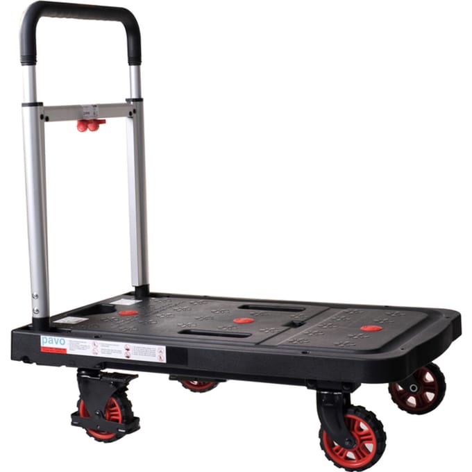 Transportkar Pavo platform trolley inklapbaar 137kg zwart