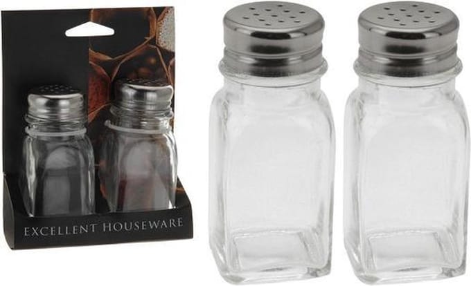 Peper en zoutstel glas met rvs