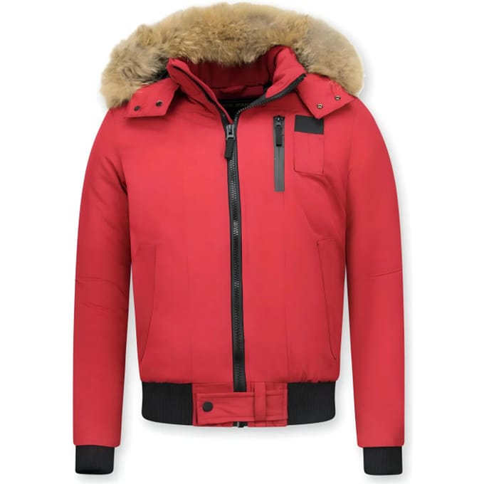 Enos Korte winterjas met bontkraag