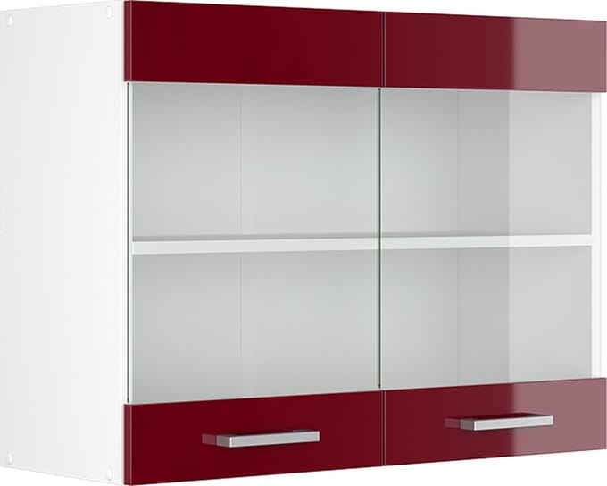 Vicco R-Line Glazen keukenkast – 80 cm Rode hoogglans