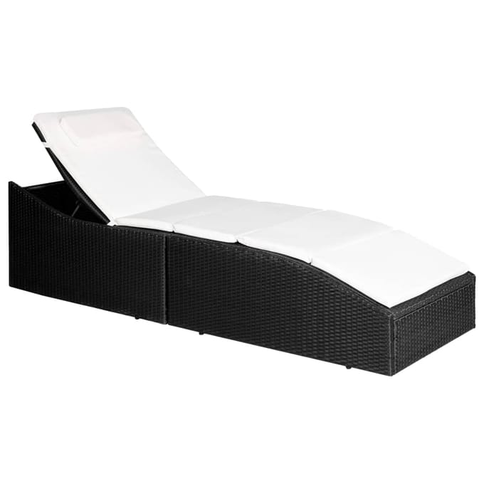 vidaXL - Ligbed - met - kussen - poly - rattan - zwart