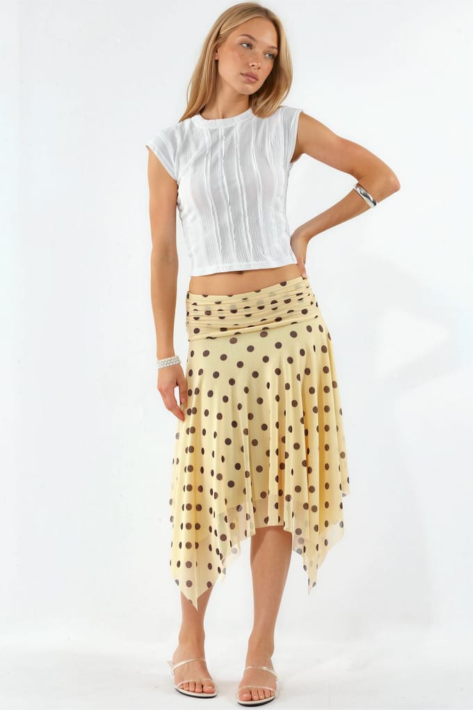 Hoge Taille Polkadot Midi A-Lijn Rok