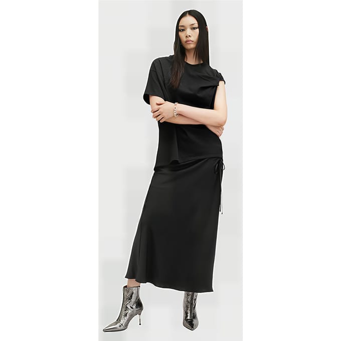 AllSaints Onyx Twist Tee Black Taglia: S | Maglie Sportivi Outlet | Donna | Nero