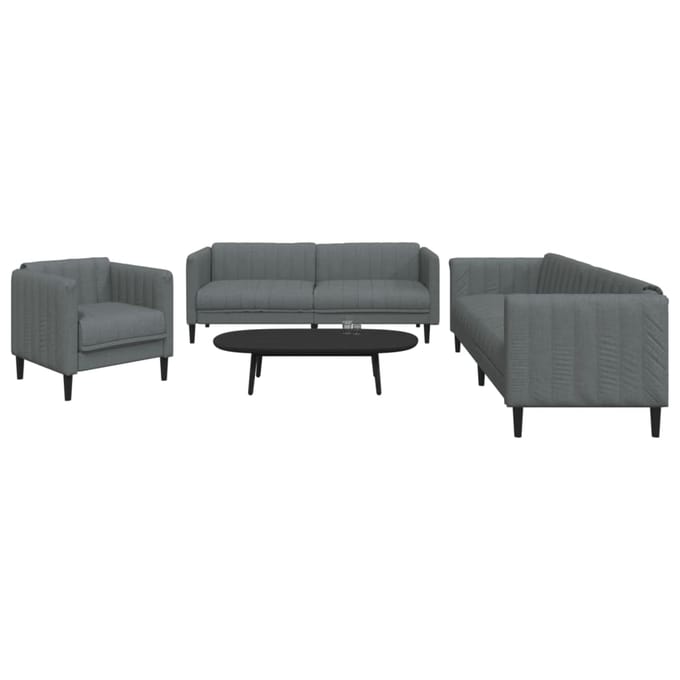 vidaXL - 3-delige - Loungeset - stof - donkergrijs