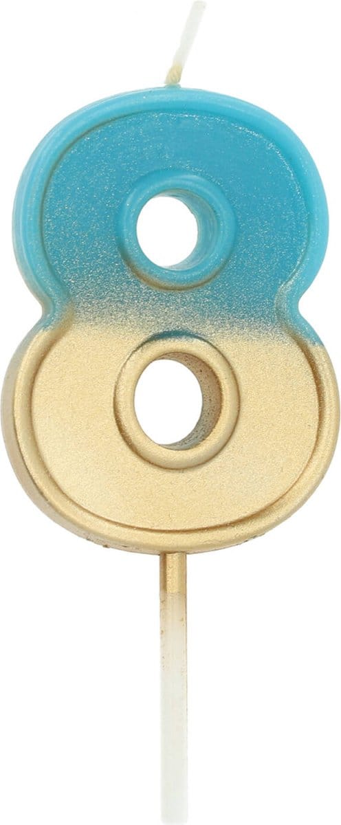 Folat - Kaars Retro Cijfer 8 Blauw