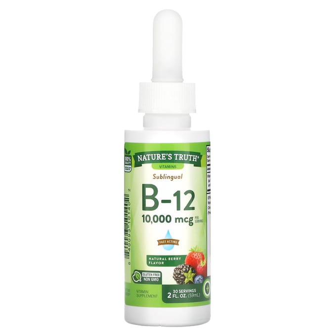Nature's Truth, Sublinguale B-12, Natuurlijke Bes, 10.000 mcg, 2 fl oz (59 ml)