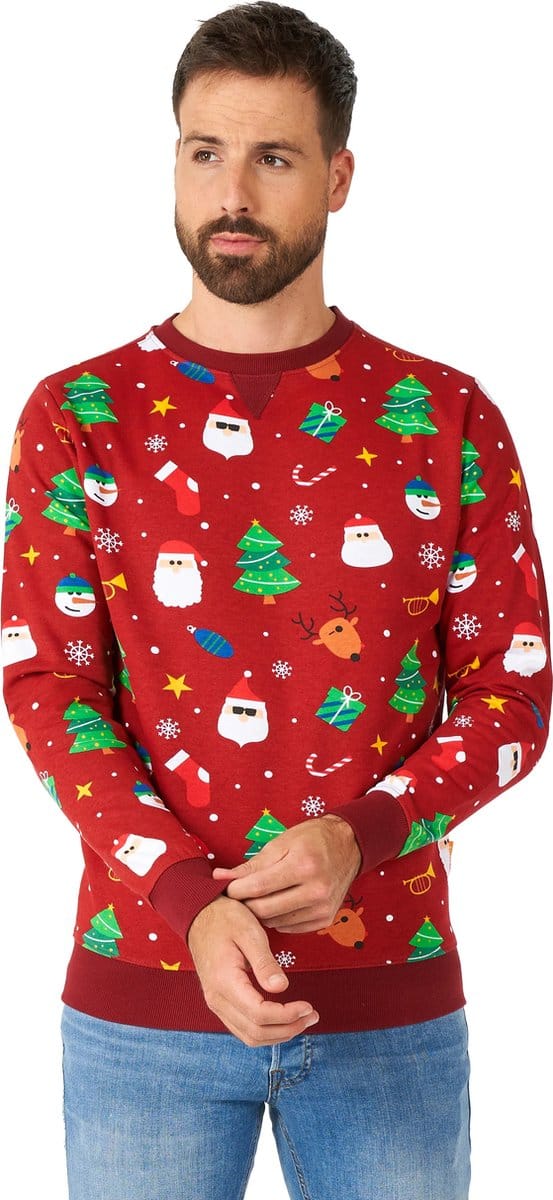OppoSuits Festivity Red - Heren Kerst Sweater - Kerst - Foute Kersttrui - Rood - Maat M
