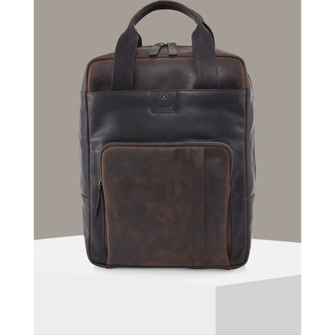 strellson Leren Laptop rugzak Rugzak Brick Lane Josh Backpack Dark Brown Bruine