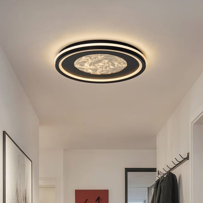Lucande LED plafondlamp Tillian, zwart/goud, 50 cm, dimbaar