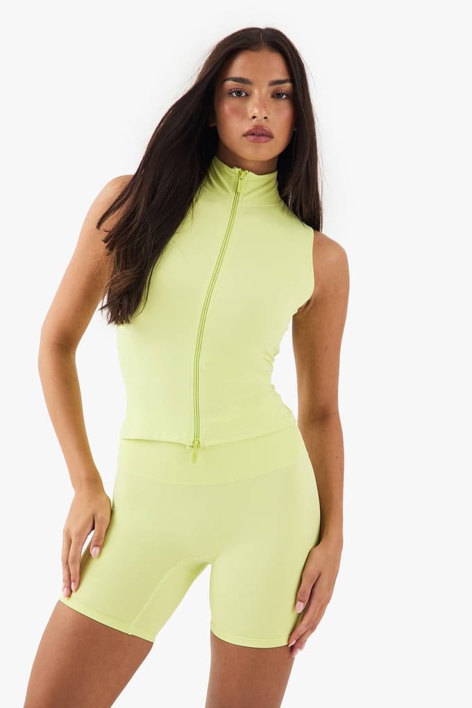 boohoo Dames DSGN Studio Mouwloze Top met Ritssluiting | Lime | Maat: 2XL