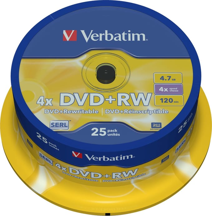 Verbatim 43489 DVD+RW disc 4.7 GB 25 stuk(s) Spindel Herschrijfbaar