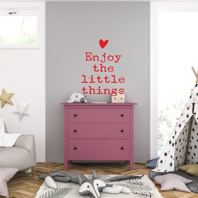 Muursticker - Enjoy The Little Things - 58 x 76 - Rood