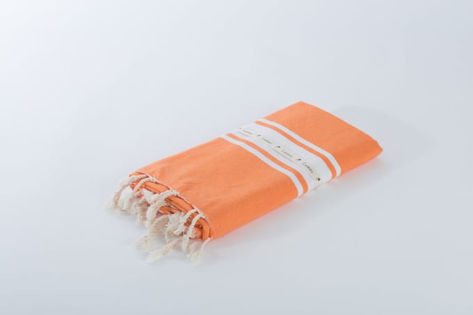 Lantara Hamamdoek Berbere - Oranje - 100x200cm - Katoen - Strandlaken - Kadotip