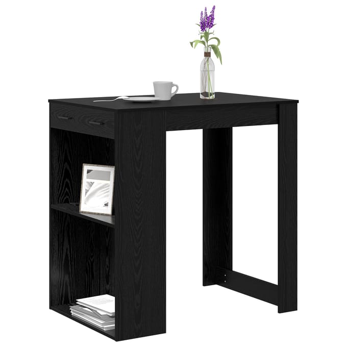 vidaXL - Bartafel - 102 - x - 70 - x - 103,5 - cm - Bewerkt - hout - Zwart - Eiken