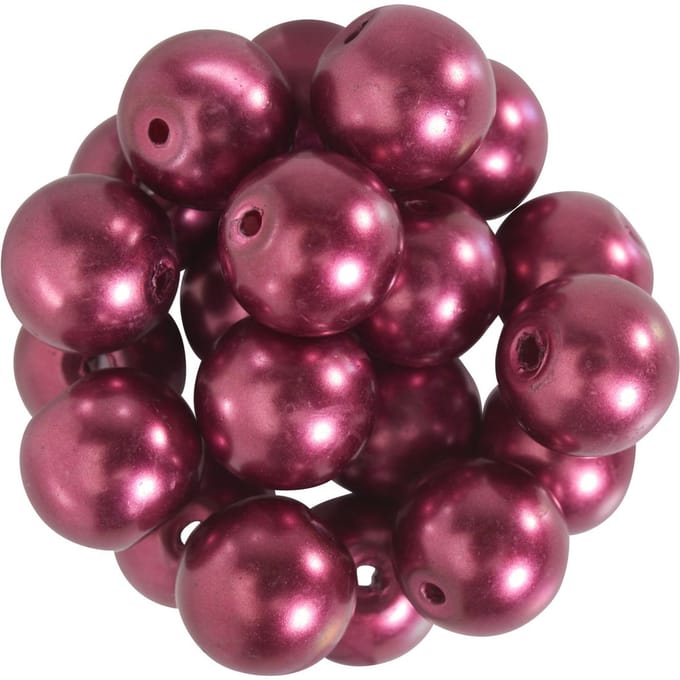 Glazen waskralen, Ø 10 mm, 20 stuks - Donderrood