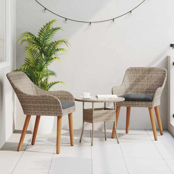 vidaXL Tuinstoel met kussen 2 pcs Zwart 62,5 x 55 x 82 cm poly rattan