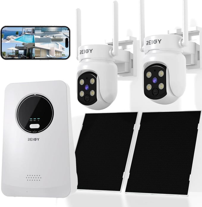 2 Stuks Buiten Wifi Bewakingscamera's met Zonnepaneel