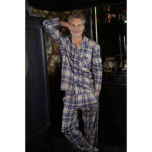 Ringella Warme heren doorknooppyjama bruin Bruin man 60