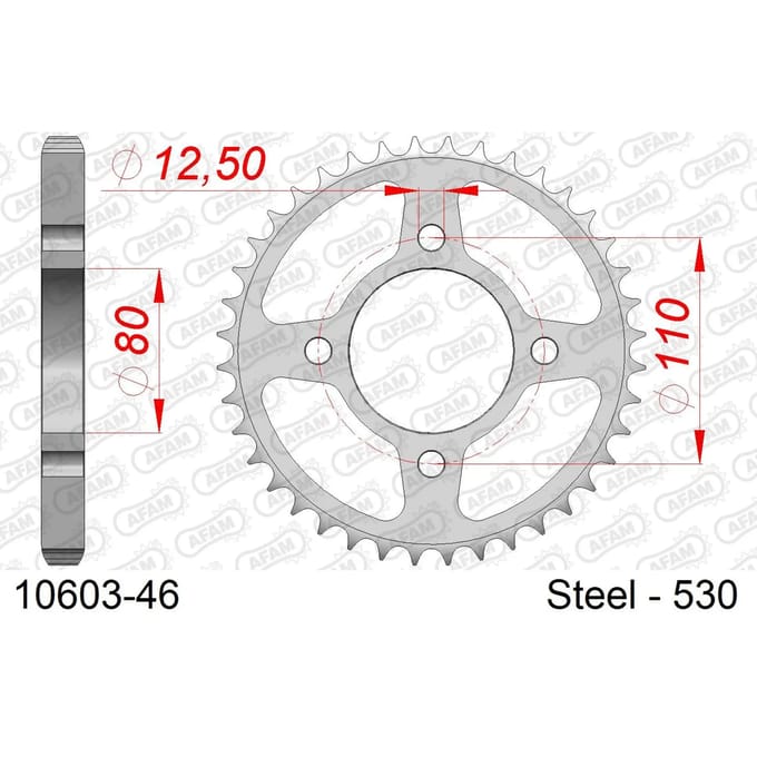 Stalen tandwiel Afam 530 46 dents