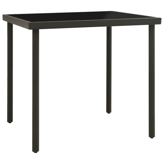 vidaXL - Tuintafel - 80x80x72 - cm - glas - en - staal - antracietkleurig
