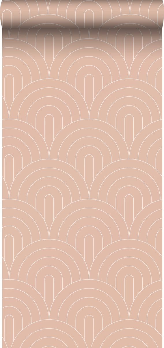 ESTAhome behang art deco bogen perzik roze - 53 cm x 10.05 m - 139218