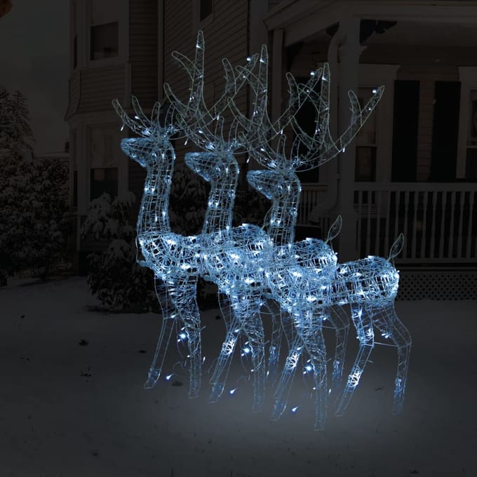 vidaXL Kerstversieringen rendier 3 st 128 cm acryl koudwit