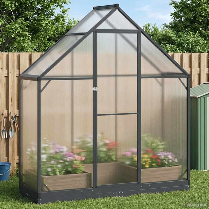 vidaXL Tuin Serre 185 x 63,5 x 207 cm Aluminum en gegalvaniseerd staal