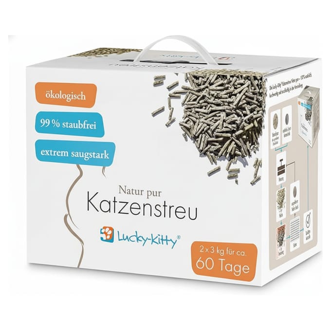 6kg Lucky Kitty kattenbakvulling "Natur Pur" groene thee