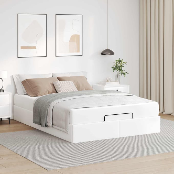 vidaXL - Bedframe - met - matras - Anders - 2 - st - Wit - PVC