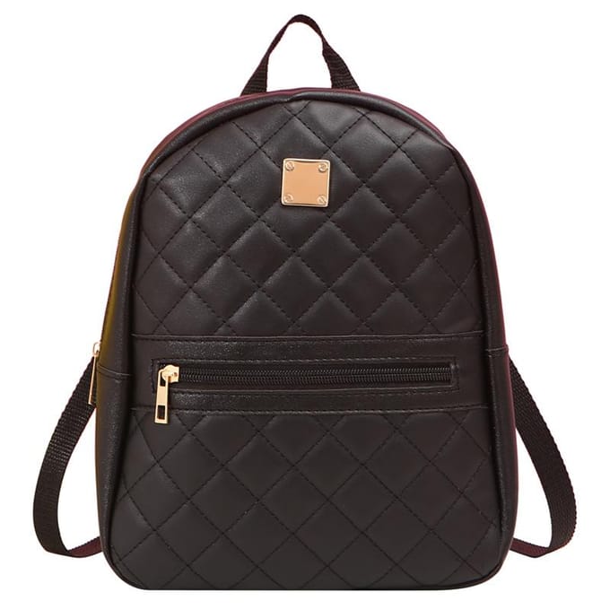Sac à dos brodé grande capacité, sac d'école tendance 23*10*26CM noir