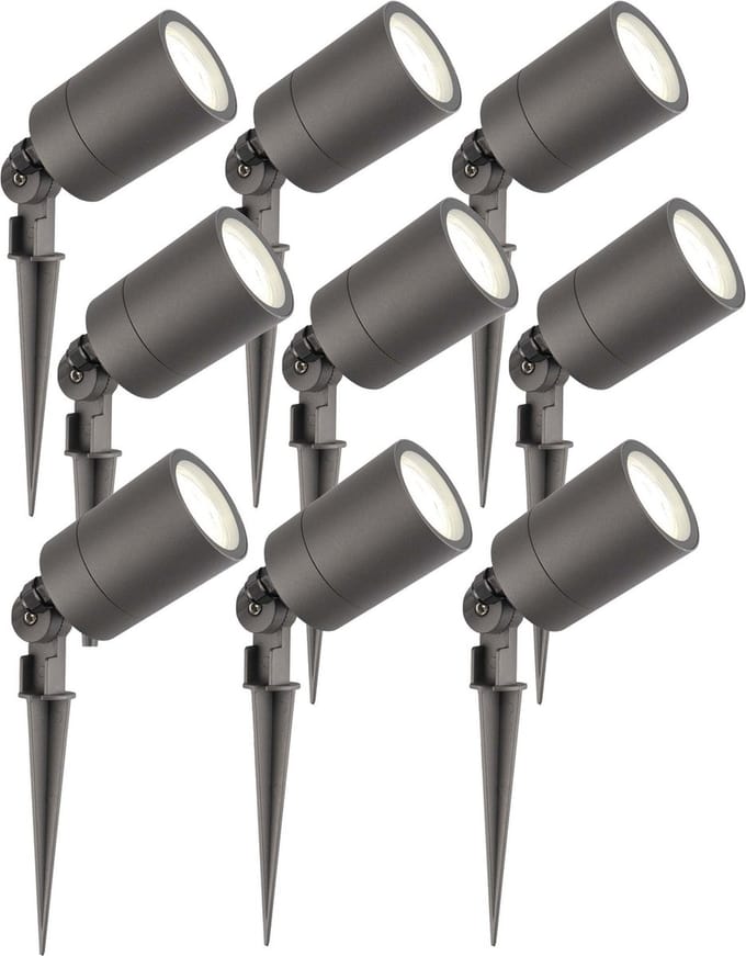 Ledvion - 9X LED Prikspots - Antraciet - IP65 - 5W - 4000K - 2M