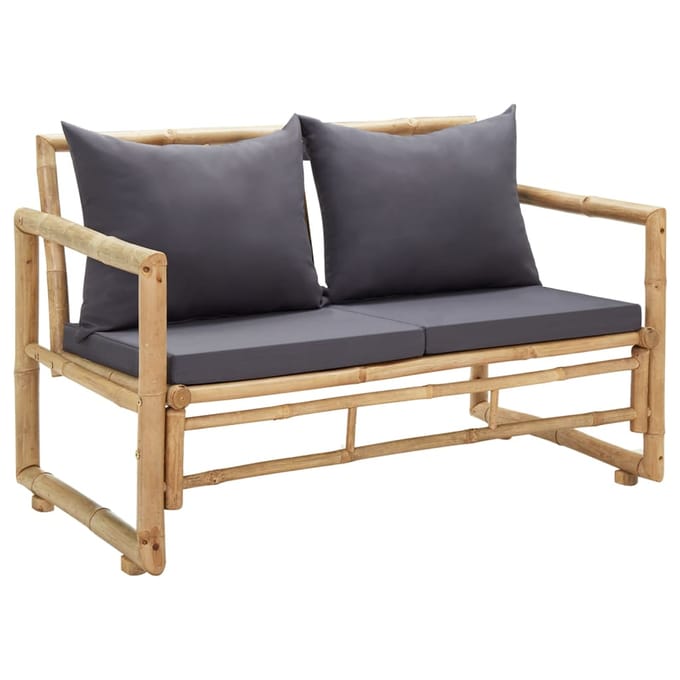 vidaXL - Tuinbank - met - kussens - 115 - cm - bamboe