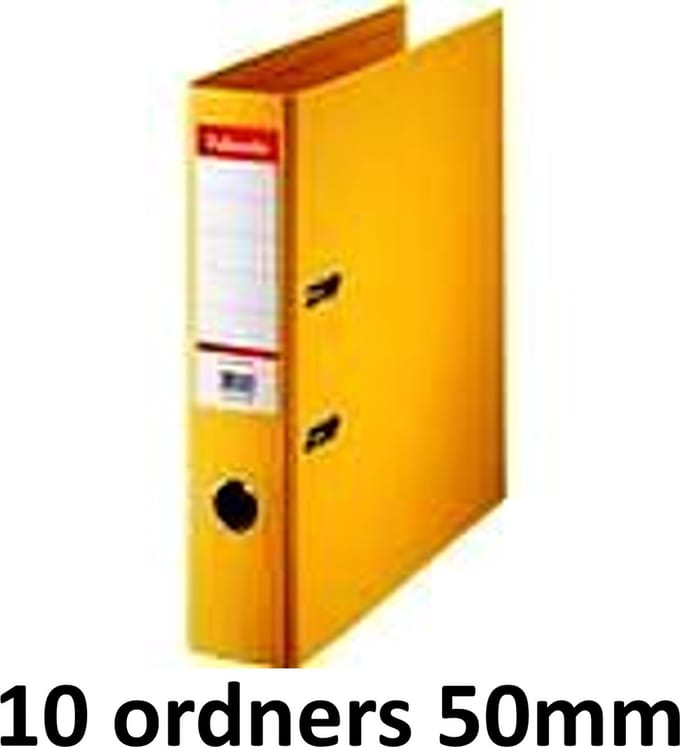 10 x Esselte Ordner Basic - rug 50mm - A4 - Geel