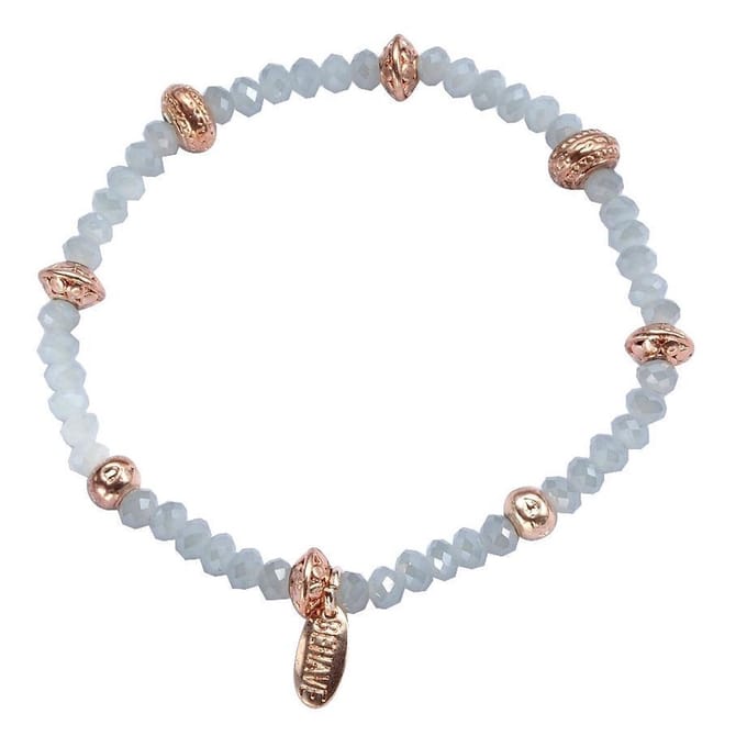 Behave Glas kralen armband grijs 16.5 cm
