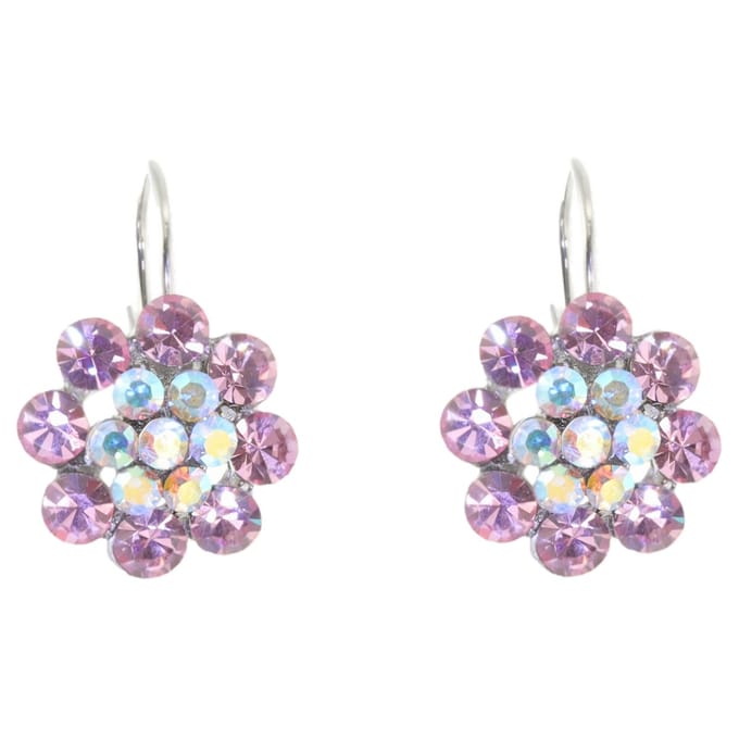 Behave – Oorbellen dames – Bloem roze kristal – Nikkelvrij – 2 cm