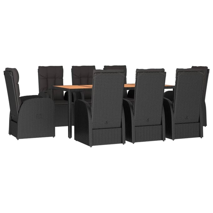vidaXL - 9-delige - Tuinset - poly - rattan - zwart