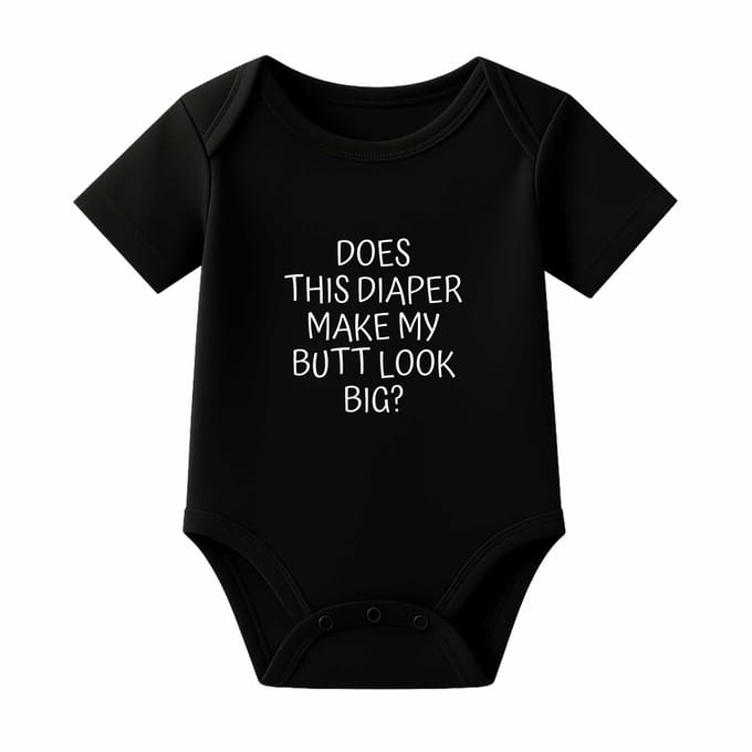 Romper Does this diaper make my butt look big? - zwart - korte mouw