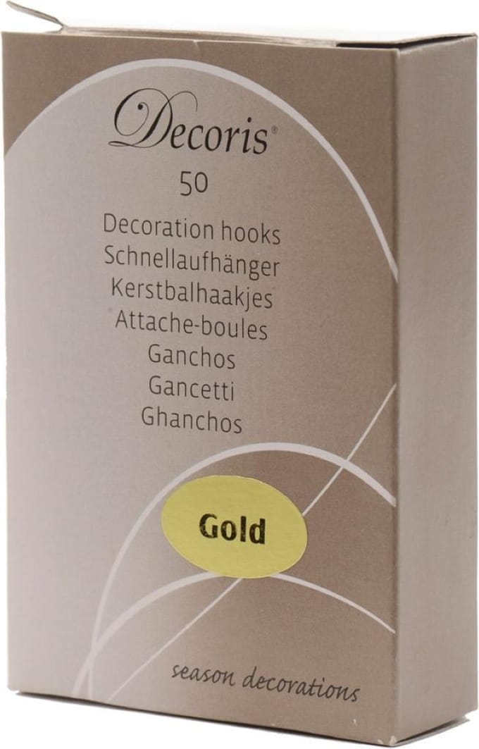 Decoris Kerstbalhaakjes - 50x - goud - 3.5 cm - kerstballen haakjes