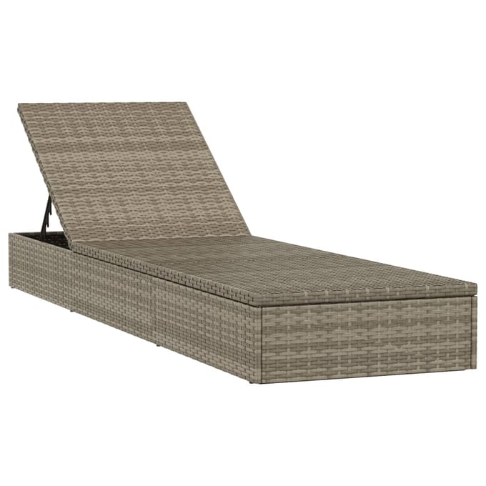 vidaXL - Ligbed - met - kussen - 1 - st - 201x55x62 - cm - poly - rattan - grijs