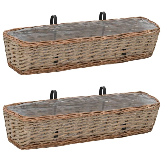 vidaXL - Balkonbakken - 2 - st - 80 - cm - wicker - met - PE-voering